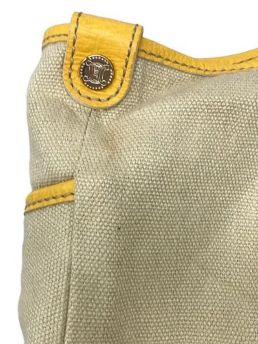 CELINE Lille - Beige Yellow Canvas Leather Tote Bag - Picture 14 of 16